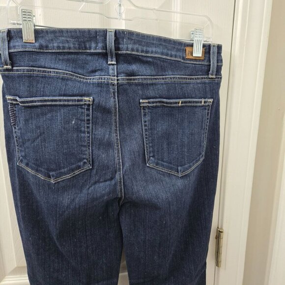 Paige‎ Hoxton Crop Rollup Womens Jeans Size 31 Dark Wash Distressed High Waist - Picture 6 of 11